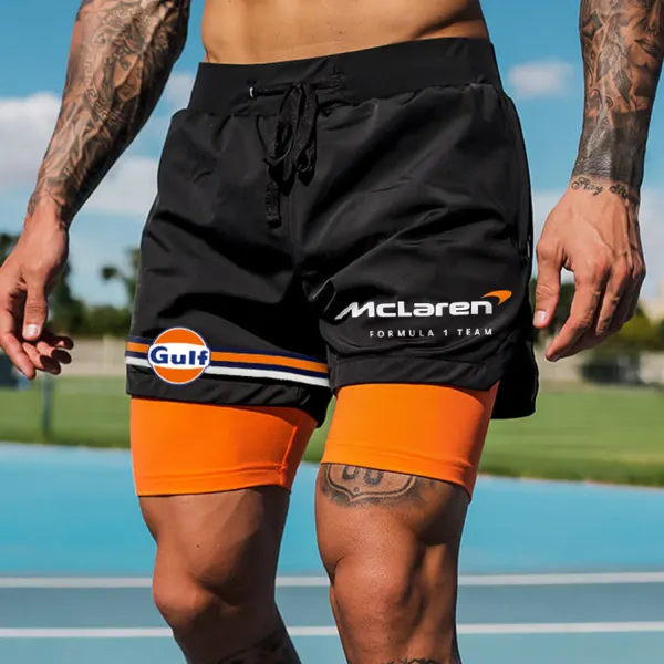 Casual Racing Contrast Color Sports Shorts - Ootdyouth.com 