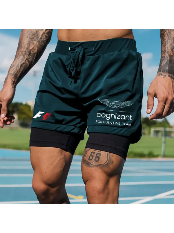 Casual Racing Team Print Track Shorts - Aptkoi.com 