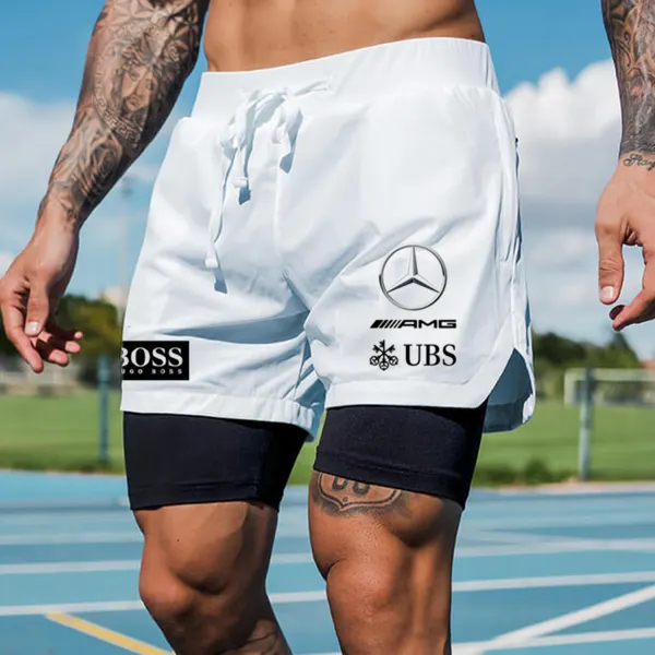 Men's Racing Print Track Shorts - Dozenlive.com 