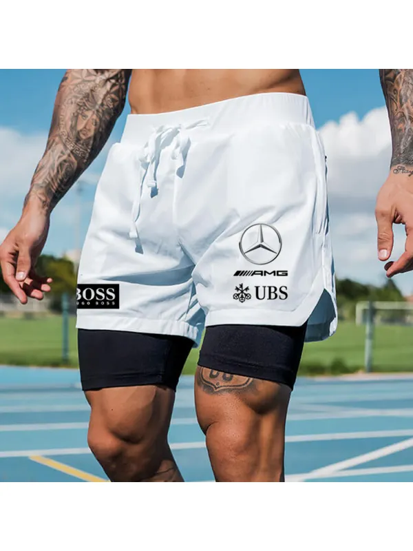 Men's Racing Print Track Shorts - Aptkoi.com 