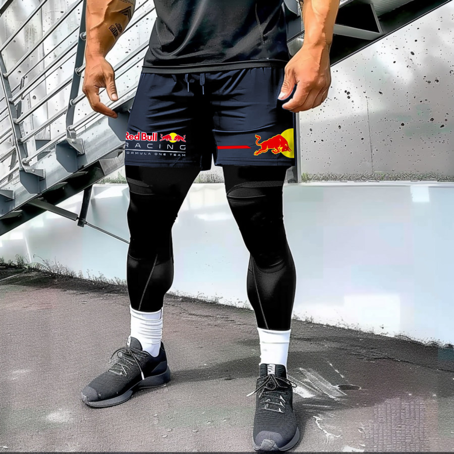 

Racing Print Sports Casual Double Layer Pants