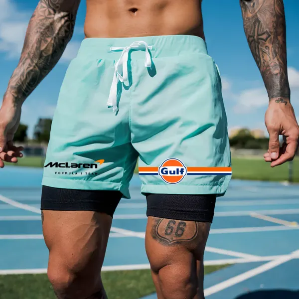 Men's Casual Racing Contrast Color Sports Shorts - Dozenlive.com 