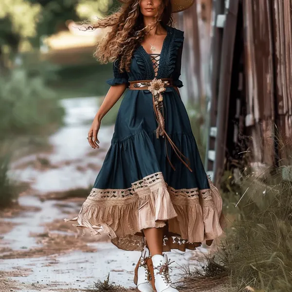 Women's Bohemian Gypsy Maxi Dress - Ootdyouth.com 