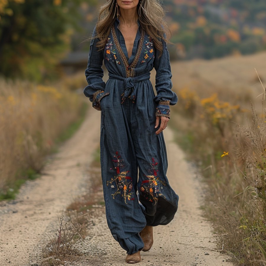 

Resort Print V-neck Jumpsuit