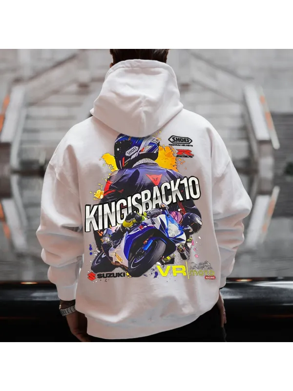 Men's Motorcycle Racing Print Hoodie - Ootdmw.com 