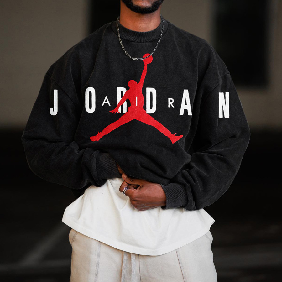 

Men's Street Casual Street Style Basketball Print Crew Neck Pullover Sweatshirt