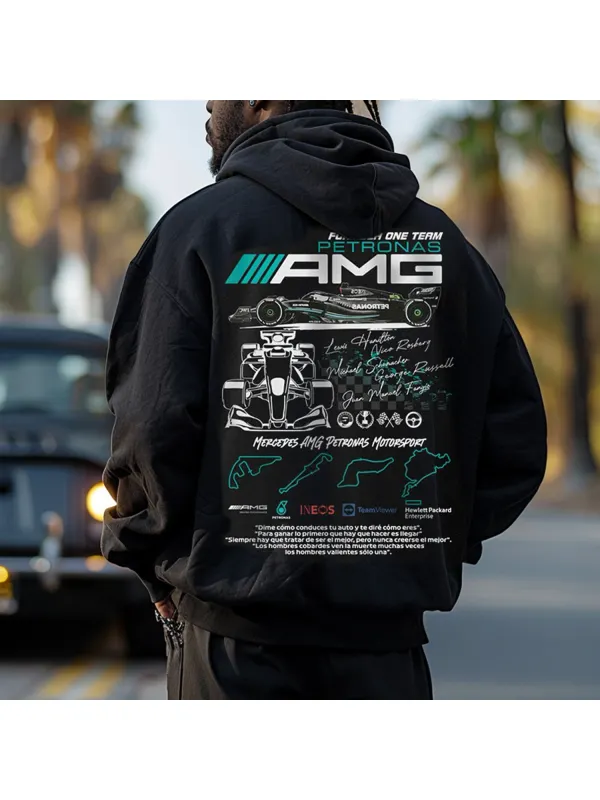 Casual Racing Letter Print Men's Hoodie - Anrider.com 