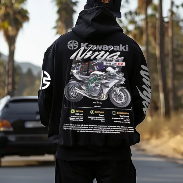 Casual Motorcycle Racing Oversized Printed Hoodie - Ootdyouth.com 