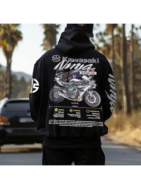 Casual Motorcycle Racing Oversized Printed Hoodie - Anrider.com 