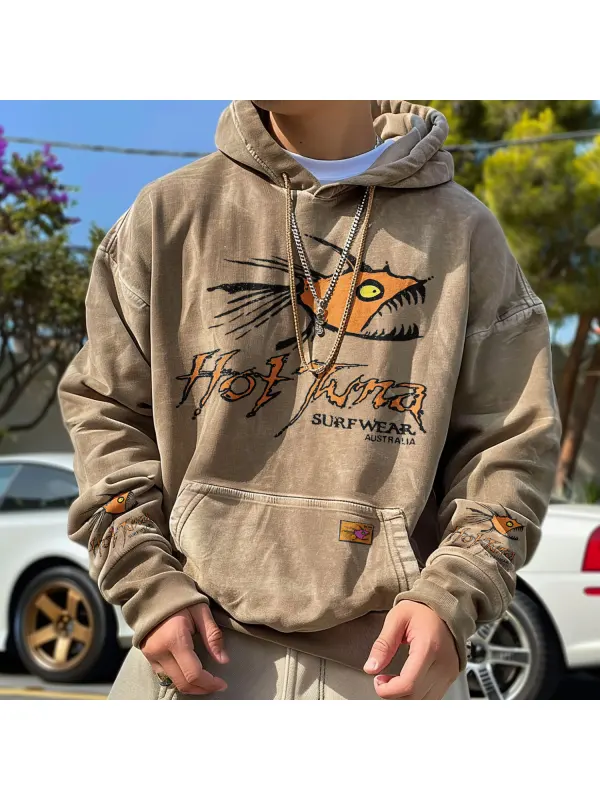 Retro Unisex Surf Print Hoodie - Timetomy.com 