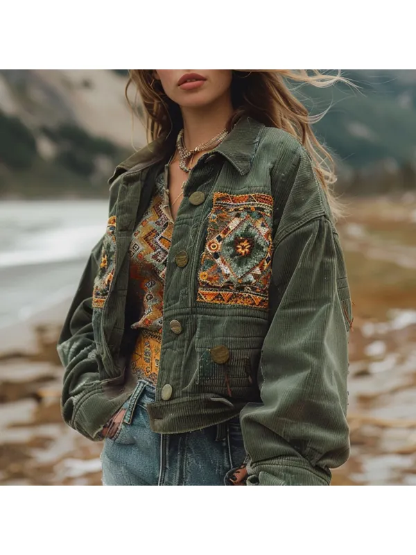 Women's Casual Vintage Printed Jacket - Hoplady.chimpone.com 