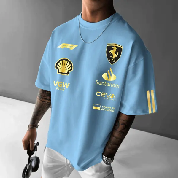Unisex Racing Print Oversized Casual Loose T-shirt - Ootdyouth.com 