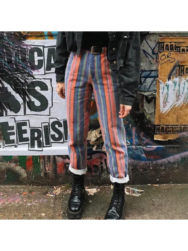 Women's Vintage Striped Trousers - Timetomy.com 