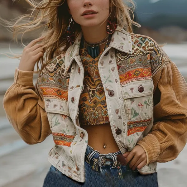 Women's Ethnic Style Outdoor Lapel Jacket - Localziv.com 