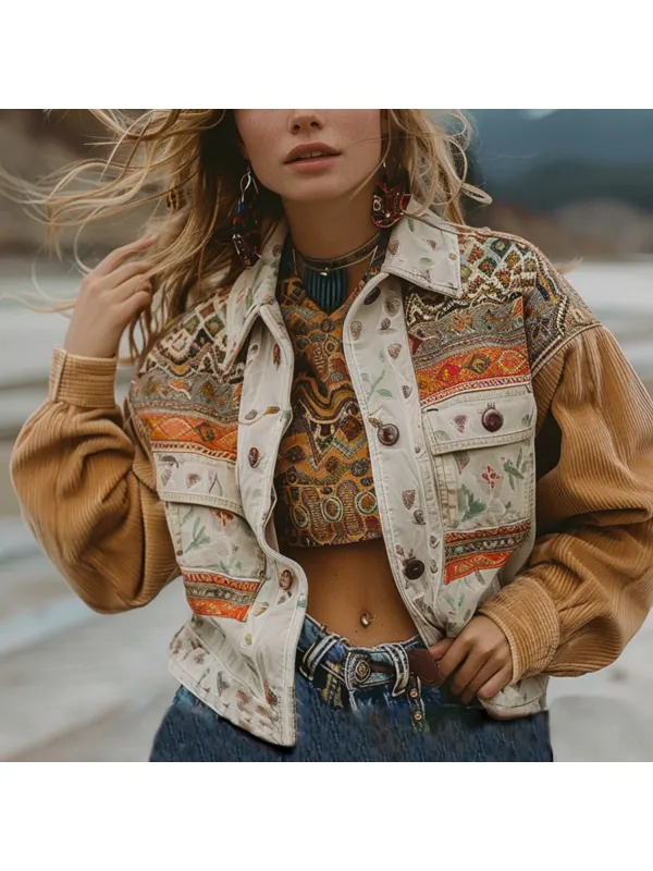 Women's Ethnic Style Outdoor Lapel Jacket - Viewbena.com 