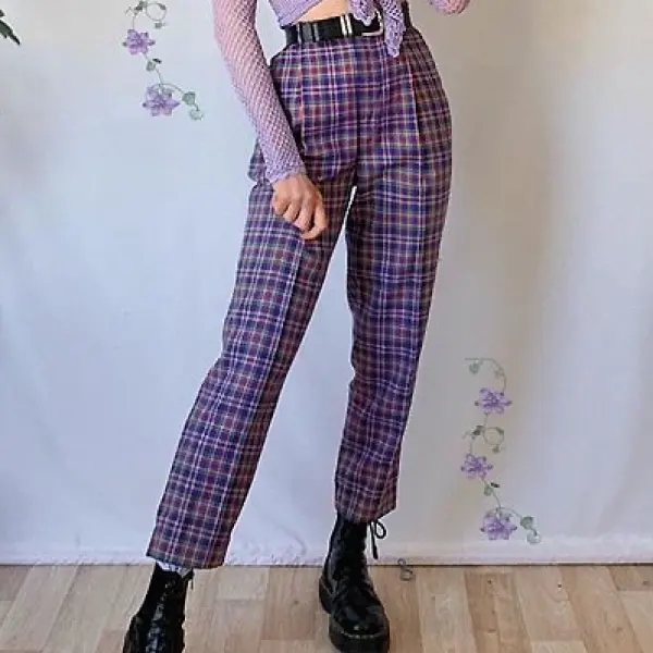 Casual Retro Plaid Trousers - Spiretime.com 