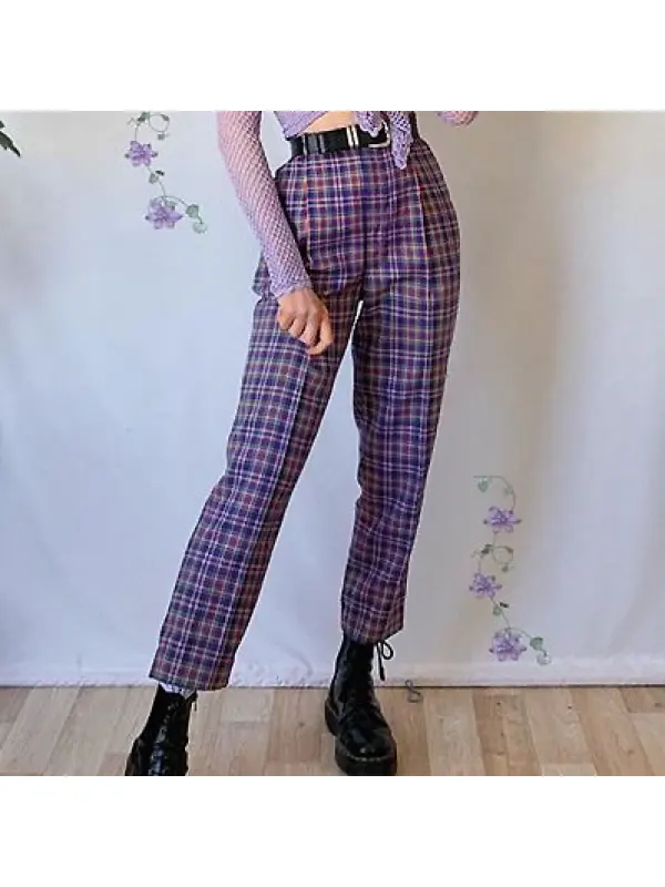 Casual Retro Plaid Trousers - Anrider.com 