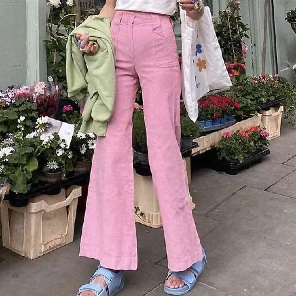 Women's Vintage Solid Color Trousers - Spiretime.com 