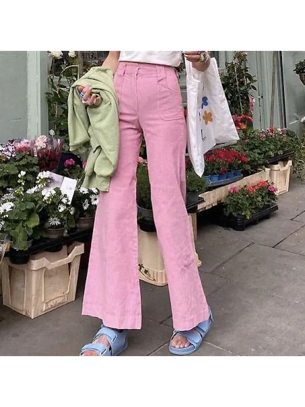 Women's Vintage Solid Color Trousers - Anrider.com 