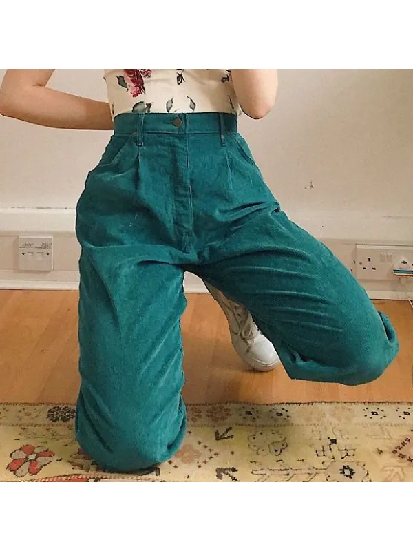 Retro Resort Solid Color Trousers - Timetomy.com 