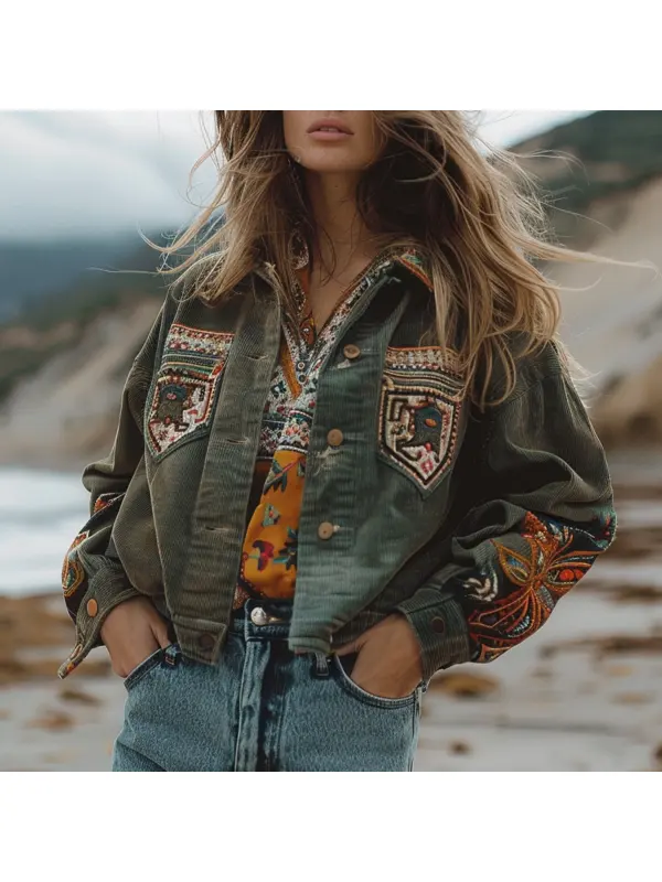 Women's Vintage Ethnic Jacket - Timetomy.com 