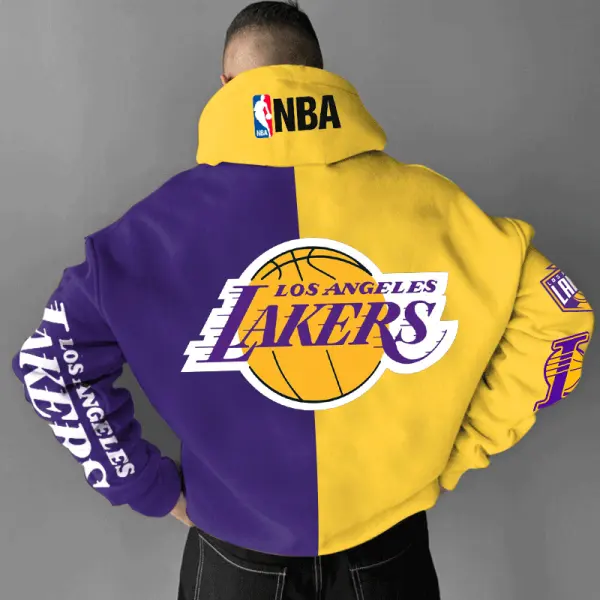 Men's Fashionable Casual Basketball Los Angeles Lakers Print Hoodies - Wayrates.com 