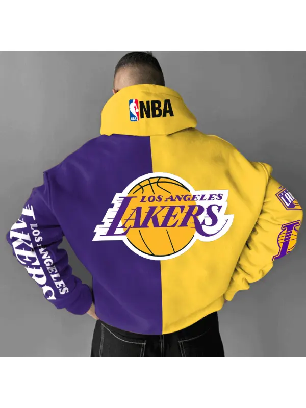 Men's Fashionable Casual Basketball Los Angeles Lakers Print Hoodies - Timetomy.com 