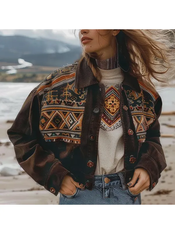 Retro Ethnic Print Jacket - Realyiyi.com 