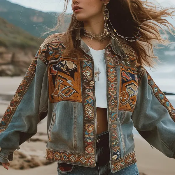 Ethnic Print Jacket - Spiretime.com 