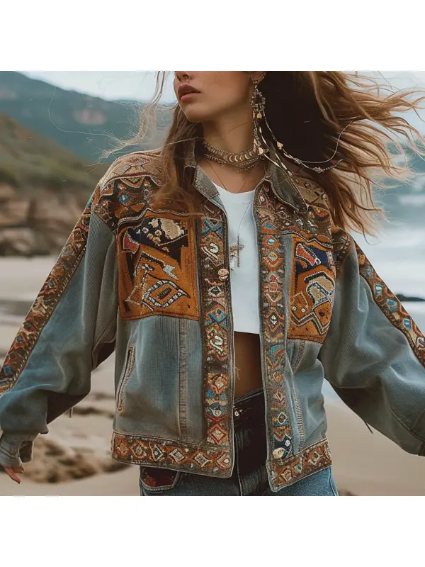 Ethnic Print Jacket - Timetomy.com 