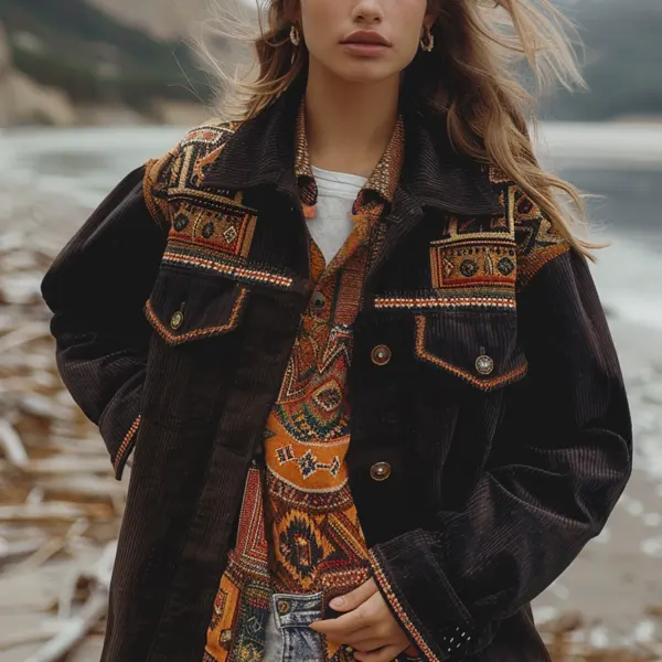 Vacation Retro Ethnic Design Jacket - Ootdyouth.com 