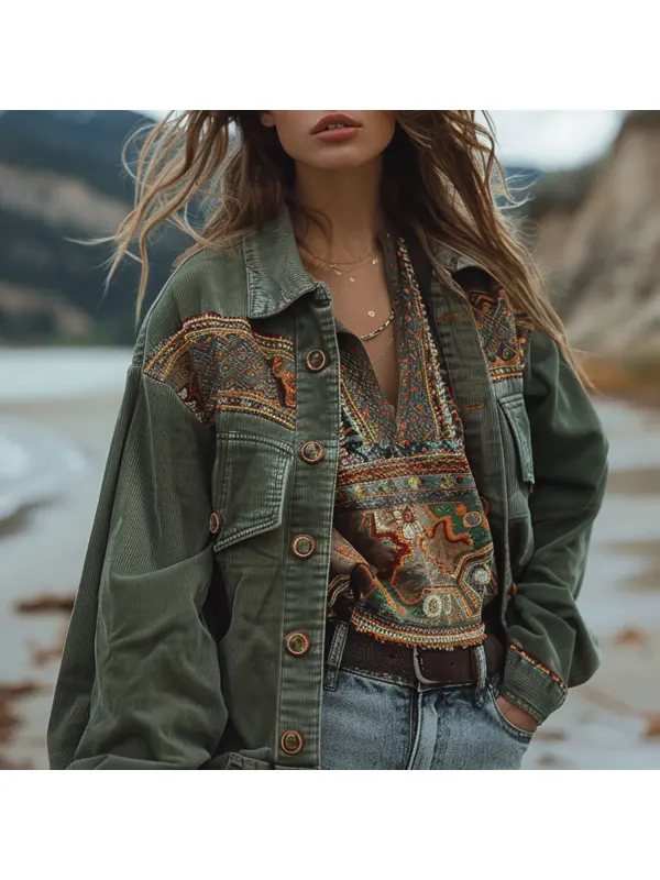 Women's Resort Ethnic Design Jacket - Anrider.com 