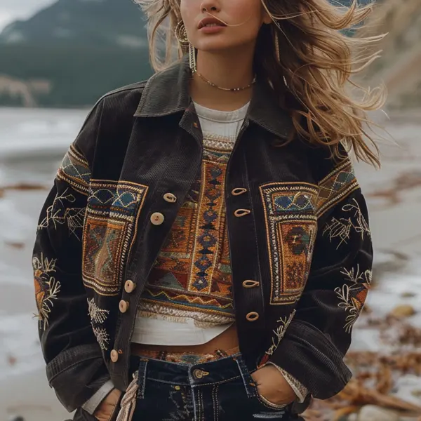 Resort Ethnic Style Printed Jacket - Ootdyouth.com 