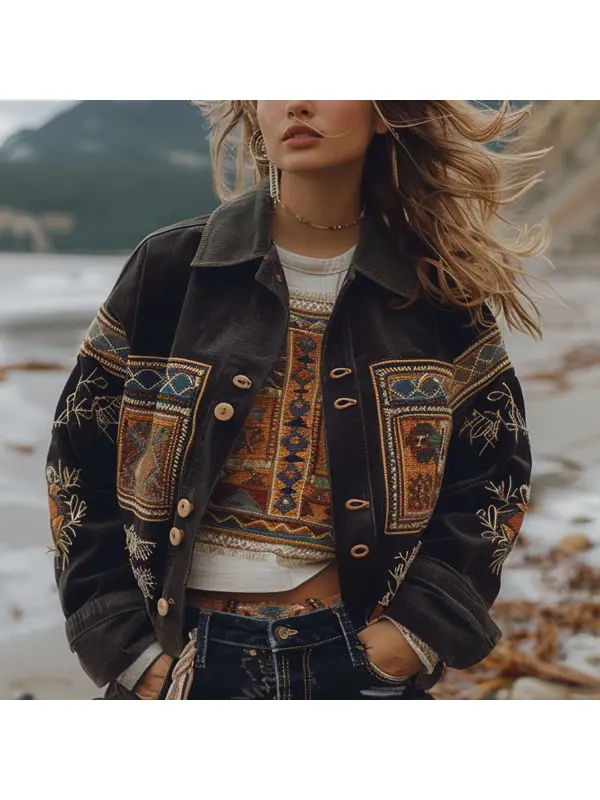 Resort Ethnic Style Printed Jacket - Ootdmw.com 