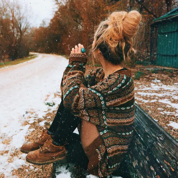 Women's Vintage Textured Oversized Sweater - Spiretime.com 