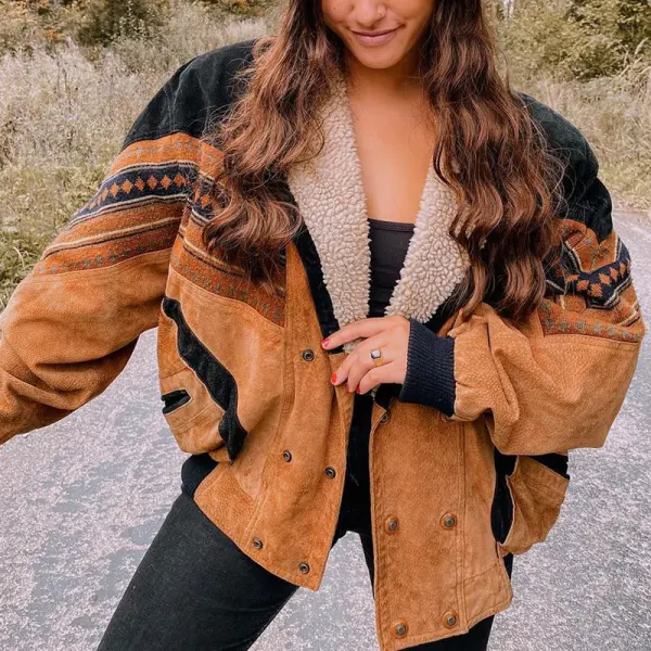 Oversize Vintage Aztec Bomber Jacket - Spiretime.com 