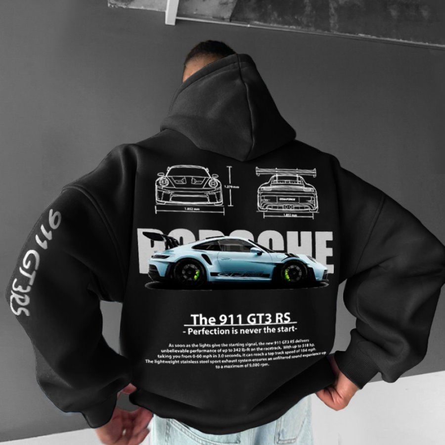

Oversized Street Racing Graphic Print Hoodie