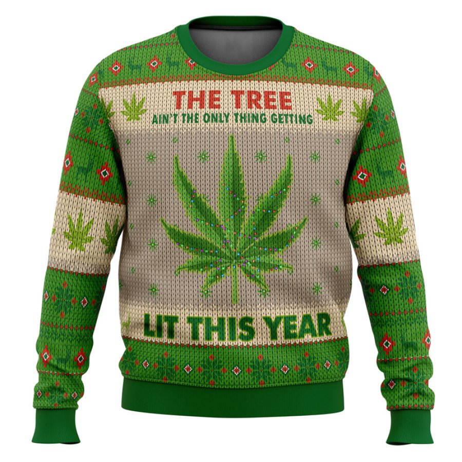 

Lit This Year Weed Ugly Christmas Sweatshirt