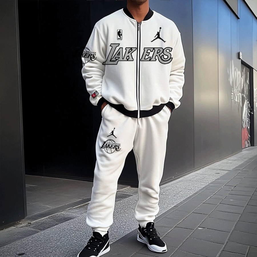 

Unisex Los Angeles Basketball Print Jacket And Sweatpants Set