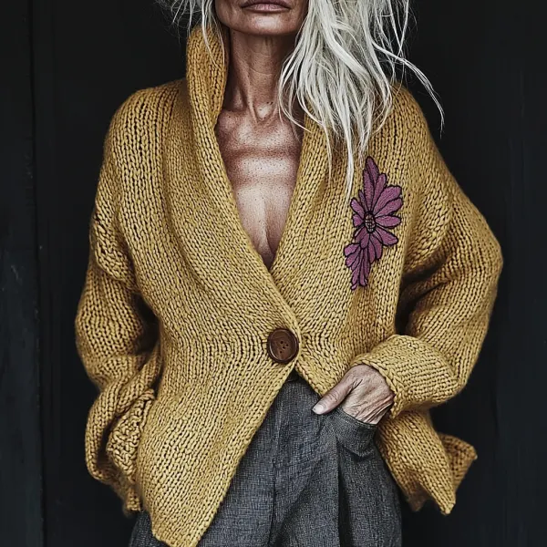 Women's V-neck Elegant Knitted Sweater - Zivinfo.com 