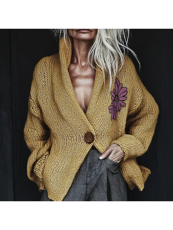 Women's V-neck Elegant Knitted Sweater - Ootdmw.com 