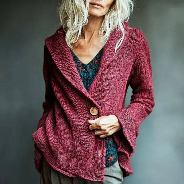 Women's Knitted Solid Color Casual Elegant Cardigan - Zivinfo.com 