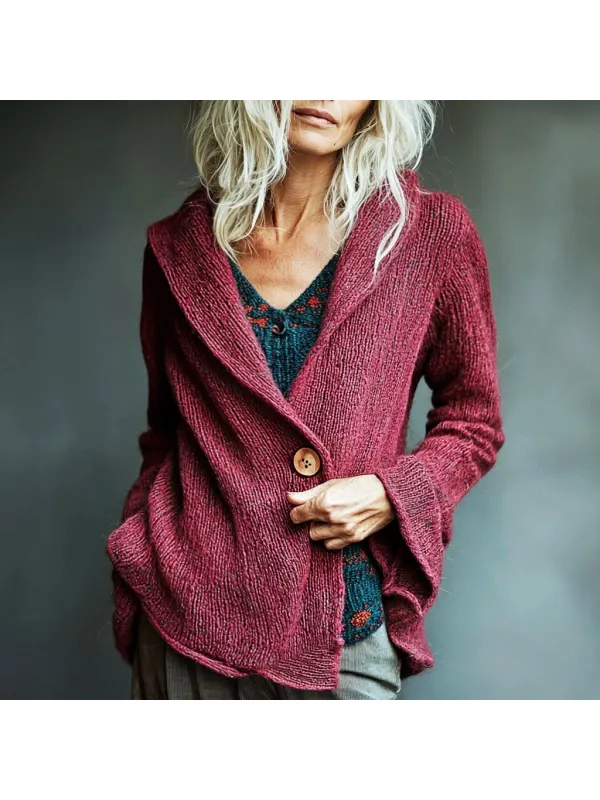 Women's Knitted Solid Color Casual Elegant Cardigan - Ootdmw.com 