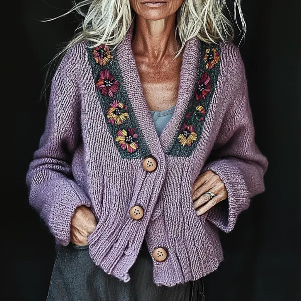 Women's Bohemian Patchwork Elegant Knitted Sweater - Zivinfo.com 
