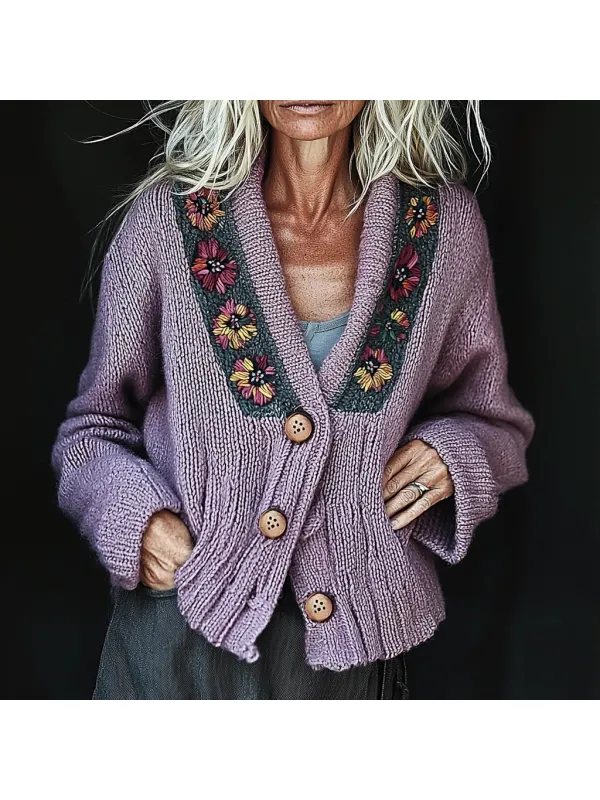 Women's Bohemian Patchwork Elegant Knitted Sweater - Ootdmw.com 