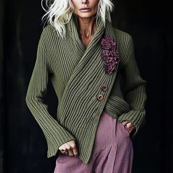 Women's Asymmetric Knitted Elegant Sweater - Zivinfo.com 