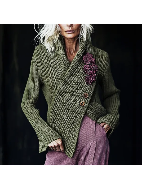 Women's Asymmetric Knitted Elegant Sweater - Ootdmw.com 