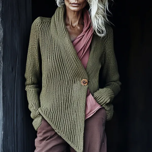 Women's Asymmetric Knitted Elegant Cardigan - Zivinfo.com 