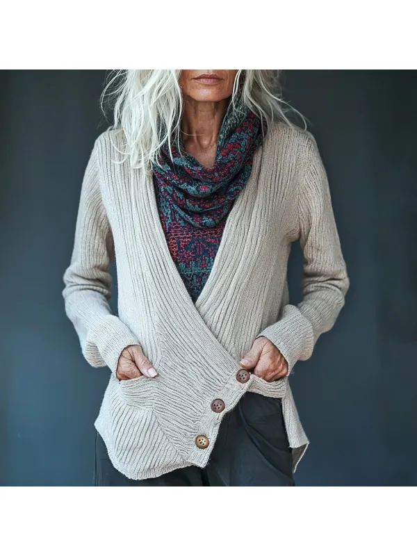 Women's Knitted Asymmetrical Elegant Cardigan - Ootdmw.com 
