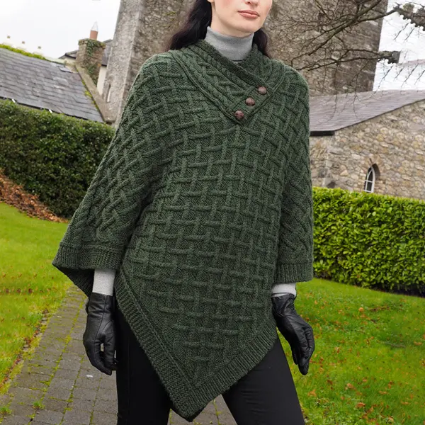Women's Super Soft Lattice Stitch Poncho - Zivinfo.com 